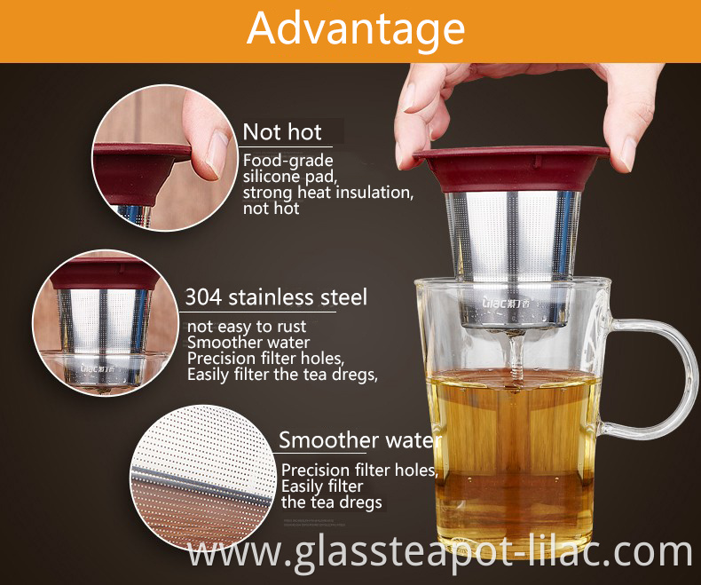 Lilac Free Sample 480ml/500ml manufacturer wholesale supplier custom cup green tea luxury clear glass mugs with lid and infuser